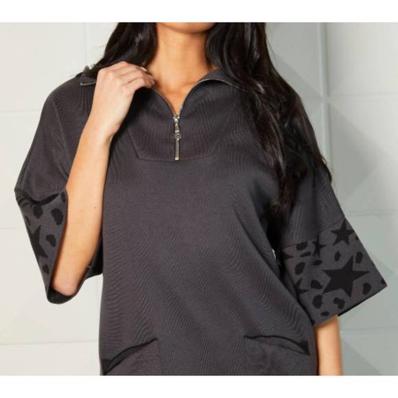 NEW ANGEL APPAREL zip neck pullover with patch pockets in coal - Picture 3 of 3